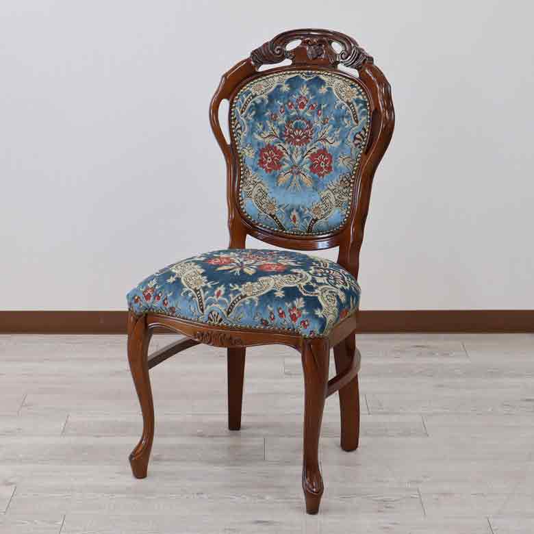 イタリア ダイニングチェア ブルー・金華山 猫脚 – 輸入家具の