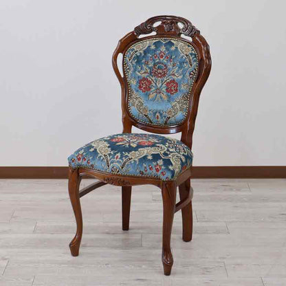 イタリア ダイニングチェア ブルー・金華山 猫脚