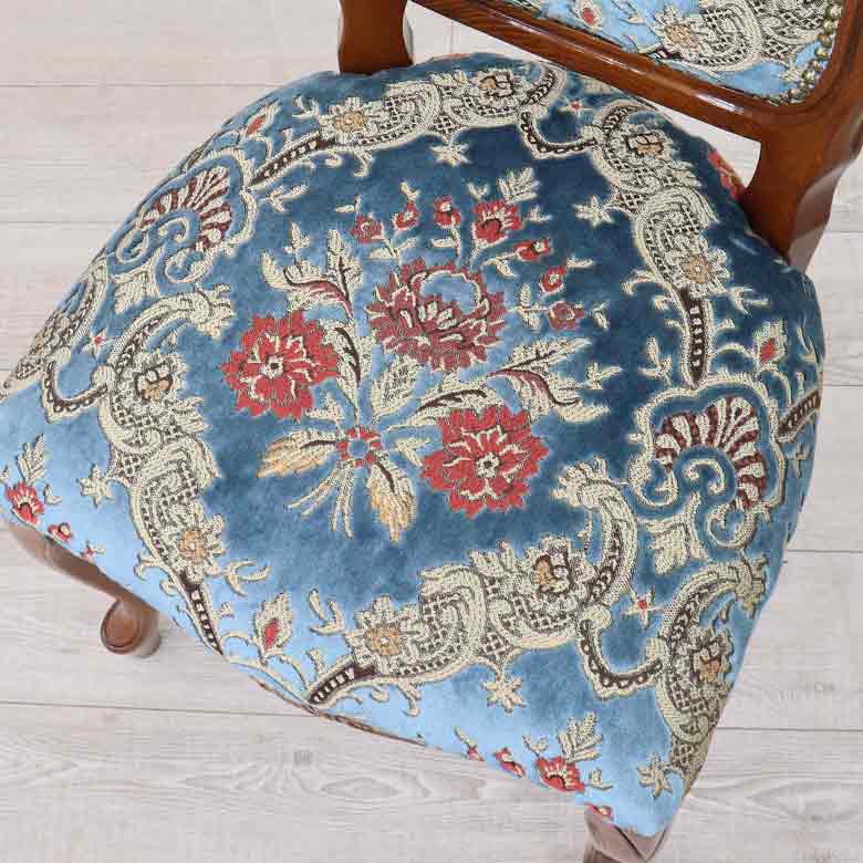 イタリア ダイニングチェア ブルー・金華山 猫脚