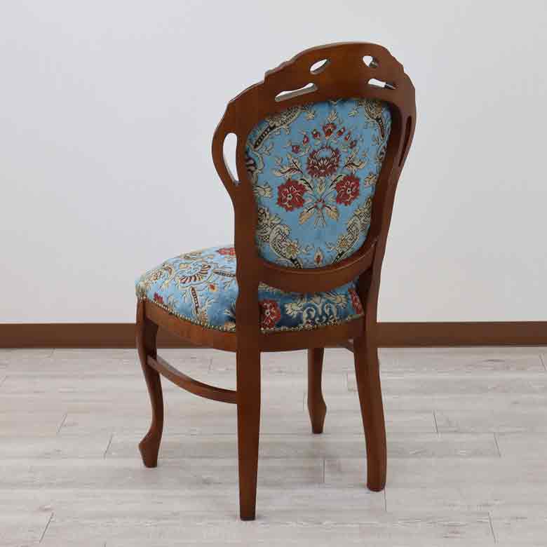 イタリア ダイニングチェア ブルー・金華山 猫脚