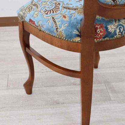 イタリア ダイニングチェア ブルー・金華山 猫脚