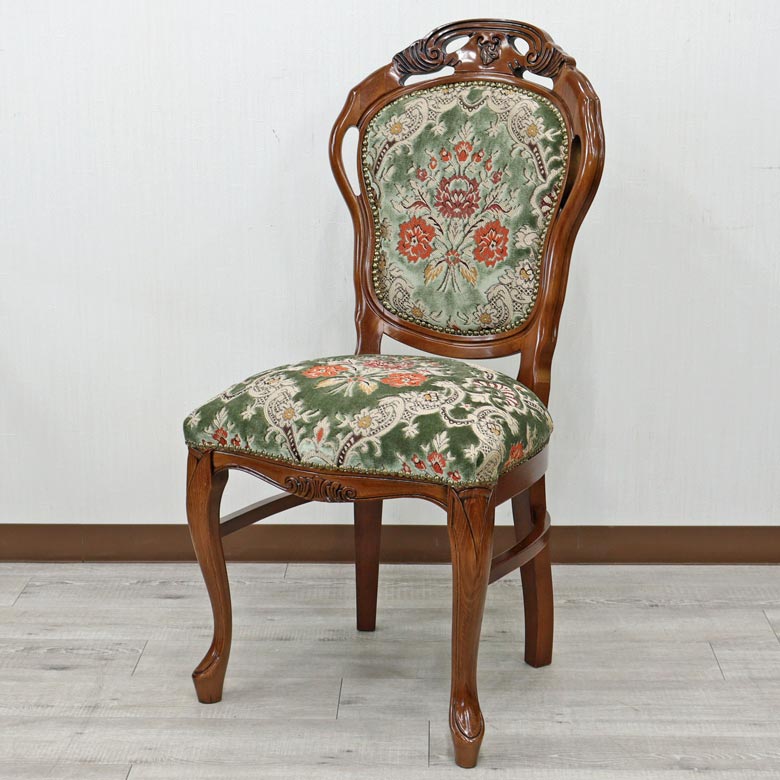 イタリア ダイニングチェア グリーン・金華山 猫脚