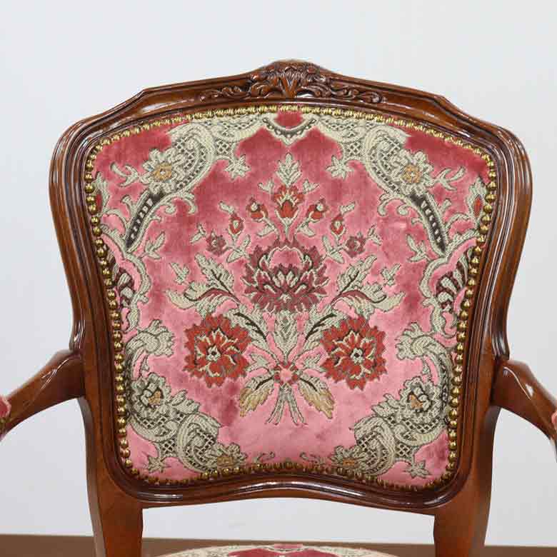 イタリア 一人がけ ソファ 木製 ピンク・金華山