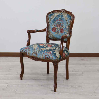 イタリア 一人がけ ソファ 木製 ブルー・金華山