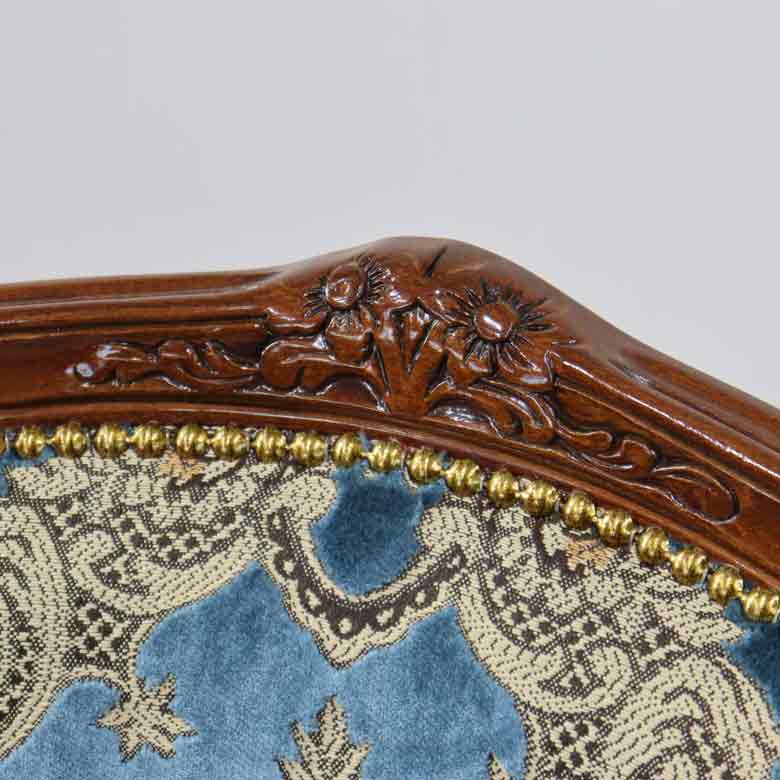 イタリア 一人がけ ソファ 木製 ブルー・金華山