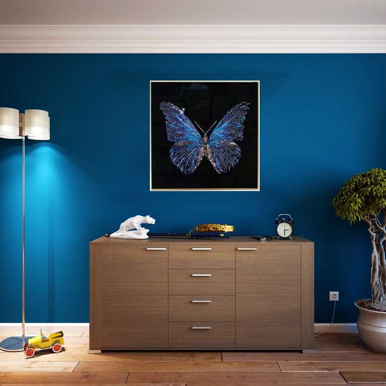 アートフレーム バタフライ 80㎝ クリスタルピクチャー ウォールデコ