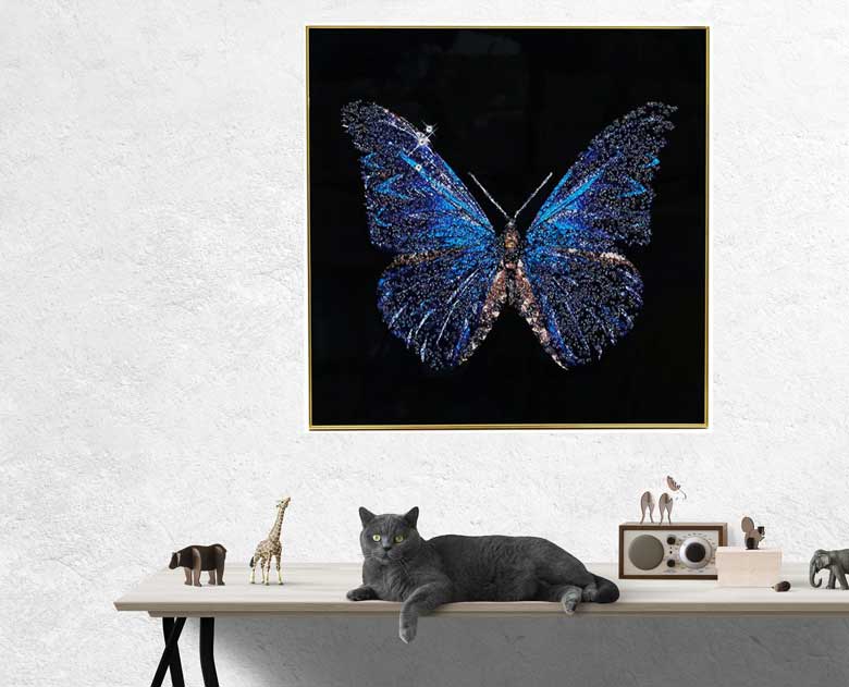 アートフレーム バタフライ 80㎝ クリスタルピクチャー ウォールデコ