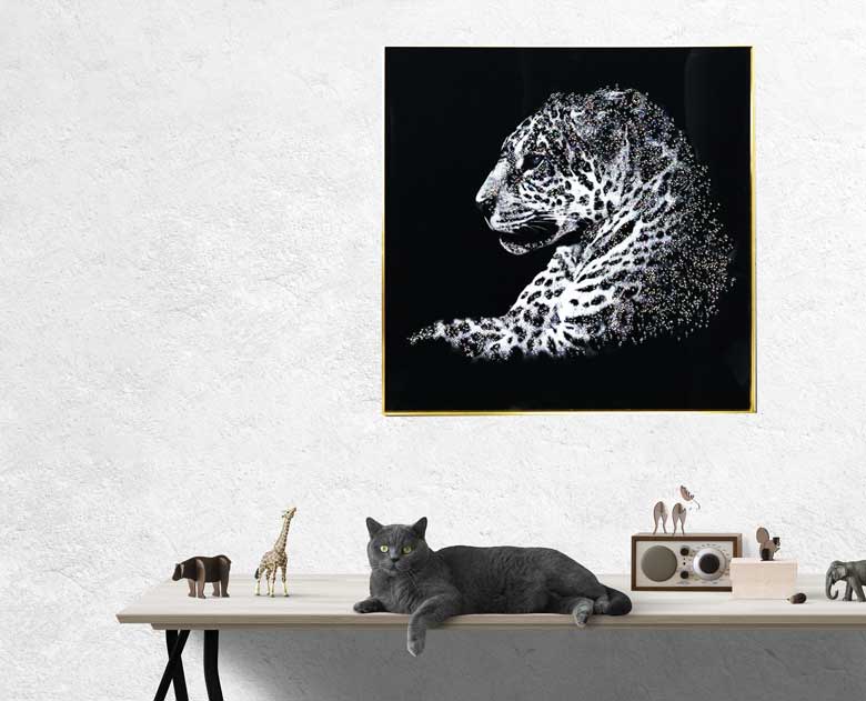 アートフレーム スノーパンサー 80㎝ クリスタルピクチャー