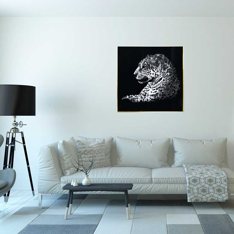 アートフレーム スノーパンサー 80㎝ クリスタルピクチャー