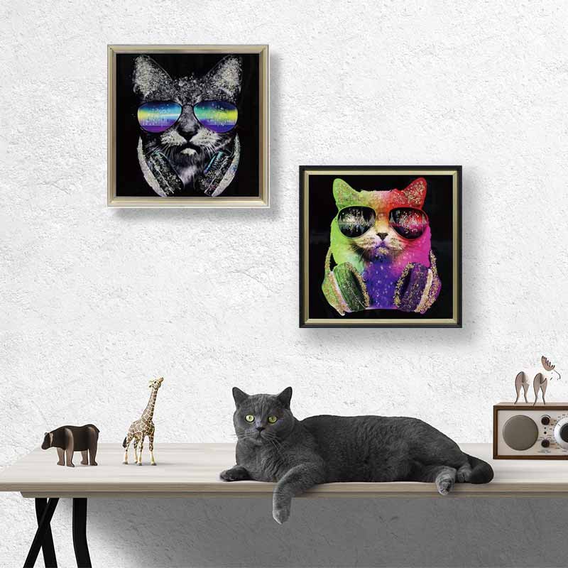 アートフレーム カッツェ 41㎝ クリスタルピクチャー ウォールデコ 猫