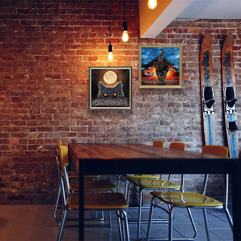 アートフレーム シャット 41㎝ クリスタルピクチャー ウォールデコ 猫