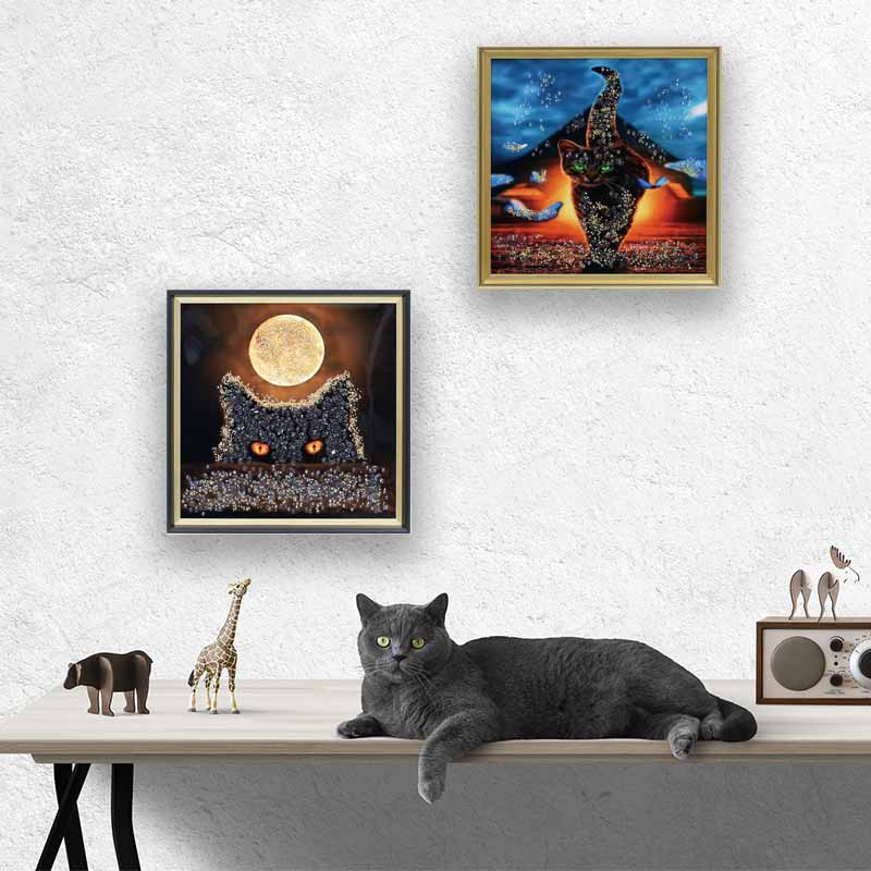 アートフレーム ネコマムシ 41㎝ クリスタルピクチャー ウォールデコ 猫