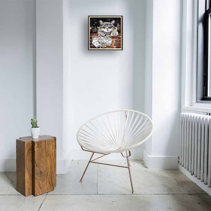 アートフレーム ワイルドキティ 41㎝ クリスタルピクチャー ウォールデコ 猫