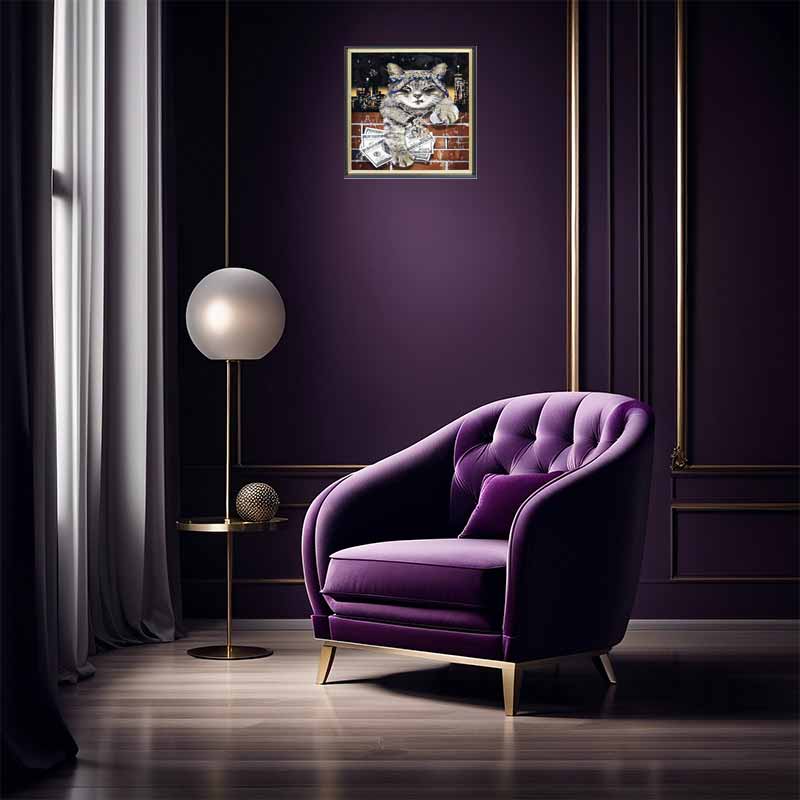 アートフレーム ワイルドキティ 41㎝ クリスタルピクチャー ウォールデコ 猫