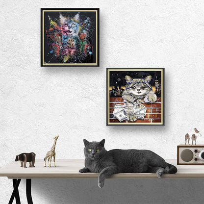 アートフレーム ワイルドキティ 41㎝ クリスタルピクチャー ウォールデコ 猫