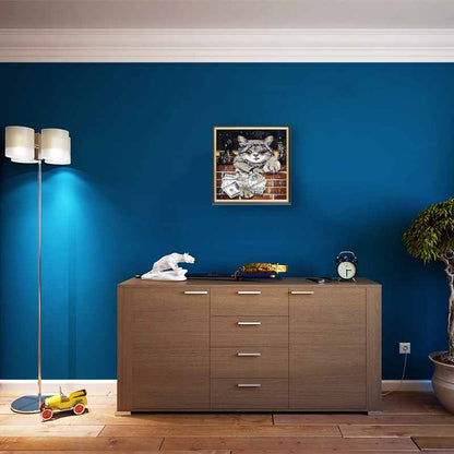 アートフレーム ワイルドキティ 41㎝ クリスタルピクチャー ウォールデコ 猫