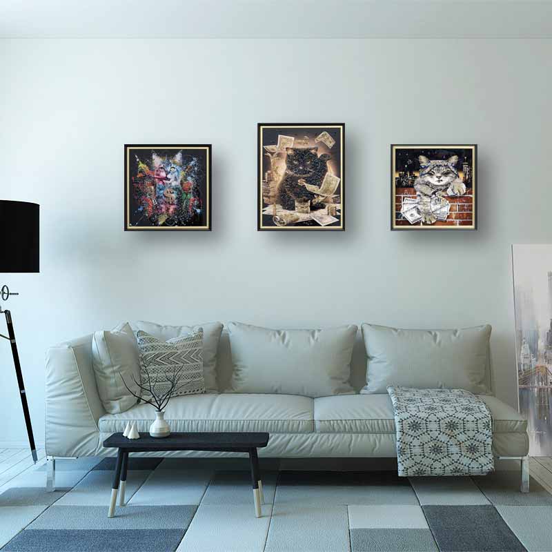 アートフレーム ファンキーキャット 41㎝ クリスタルピクチャー ウォールデコ 猫