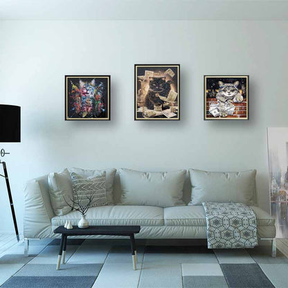 アートフレーム ファンキーキャット 41㎝ クリスタルピクチャー ウォールデコ 猫