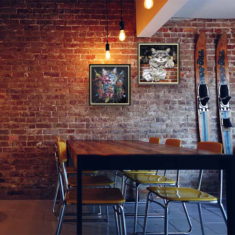 アートフレーム ファンキーキャット 41㎝ クリスタルピクチャー ウォールデコ 猫