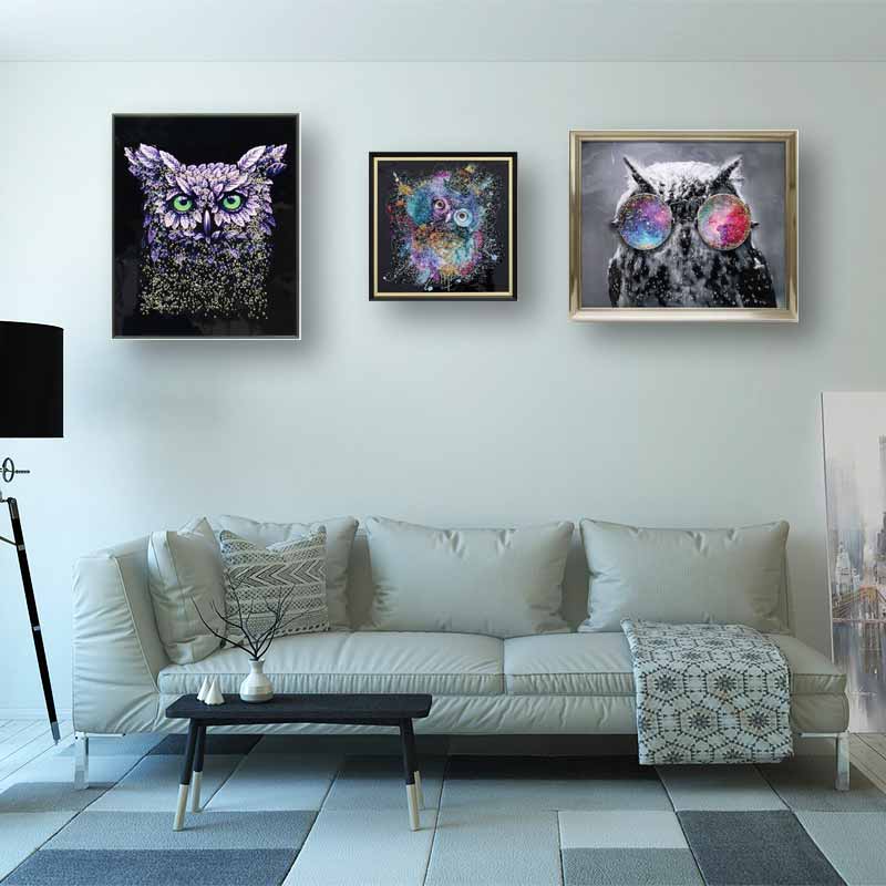 アートフレーム オイレ 41㎝ クリスタルピクチャー ウォールデコ フクロウ