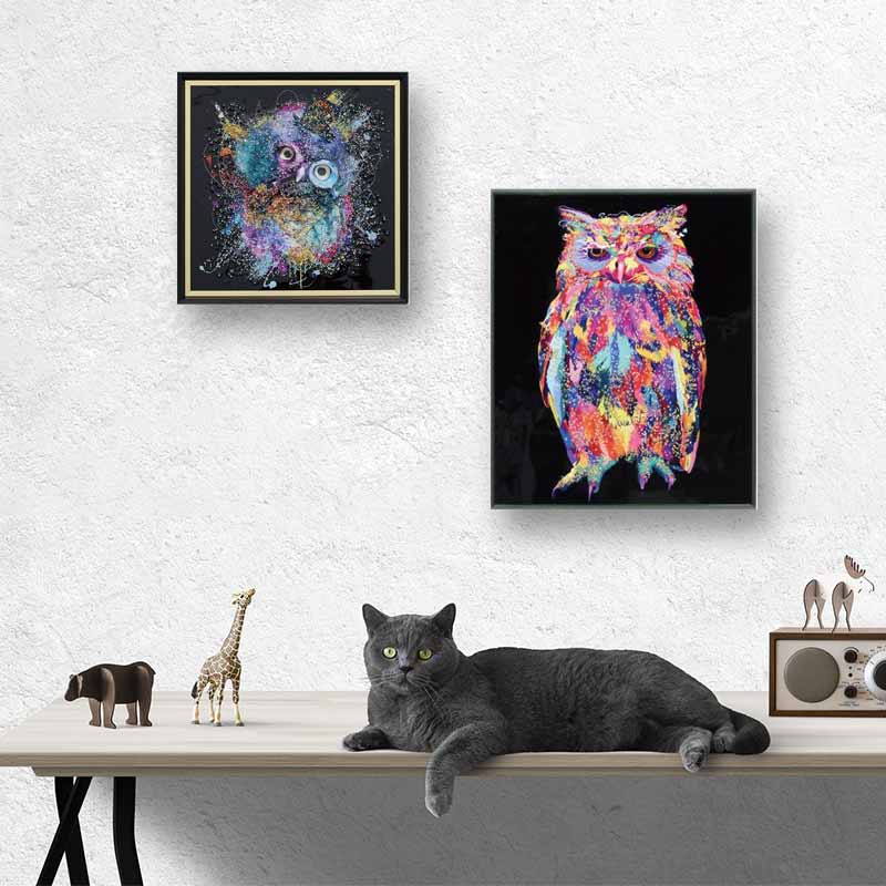 アートフレーム オイレ 41㎝ クリスタルピクチャー ウォールデコ フクロウ