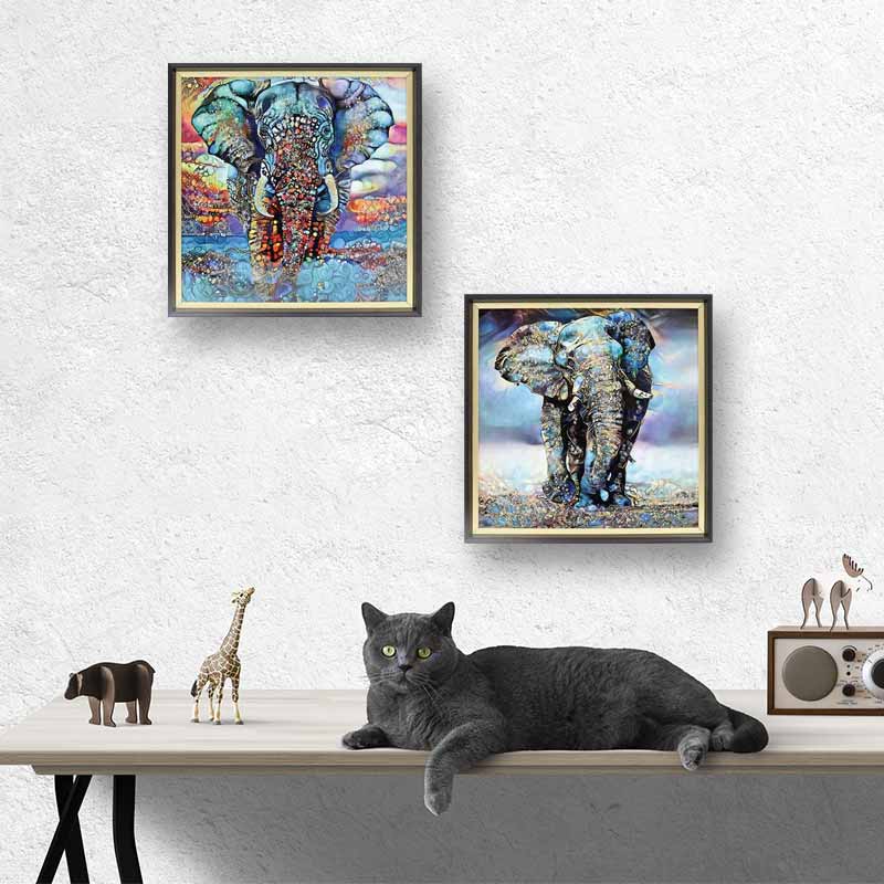 アートフレーム エレファネット 41㎝ クリスタルピクチャー ウォールデコ エレファント