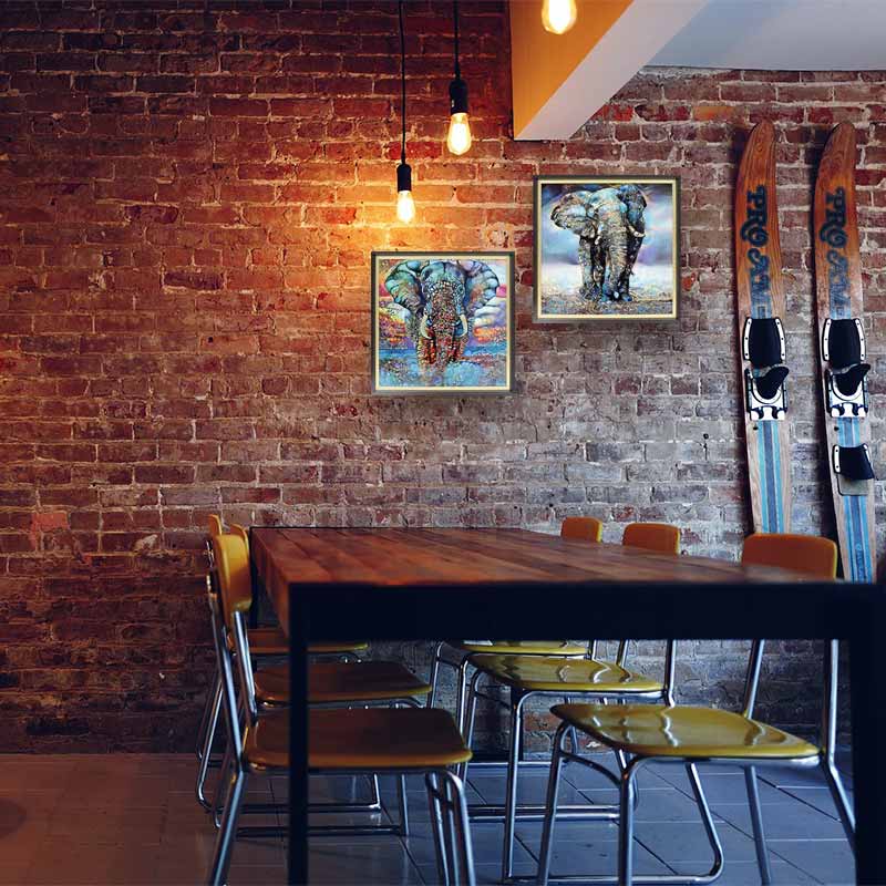 アートフレーム エレファネット 41㎝ クリスタルピクチャー ウォールデコ エレファント