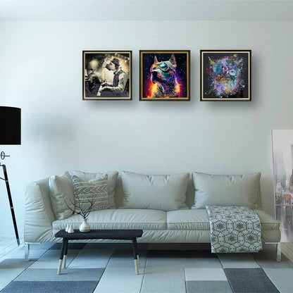 アートフレーム ワンツァルト 41㎝ クリスタルピクチャー ウォールデコ 犬/ピアノ