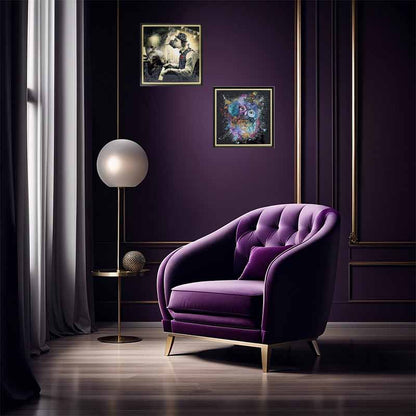 アートフレーム ワンツァルト 41㎝ クリスタルピクチャー ウォールデコ 犬/ピアノ