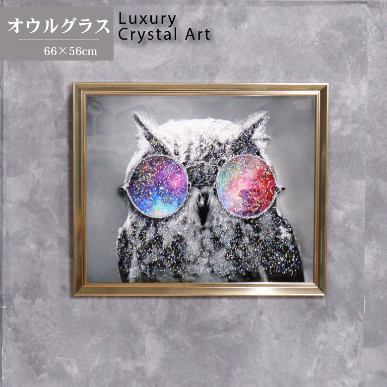 アートフレーム オウルグラス フクロウ  66 cm クリスタルピクチャー ウォールデコ