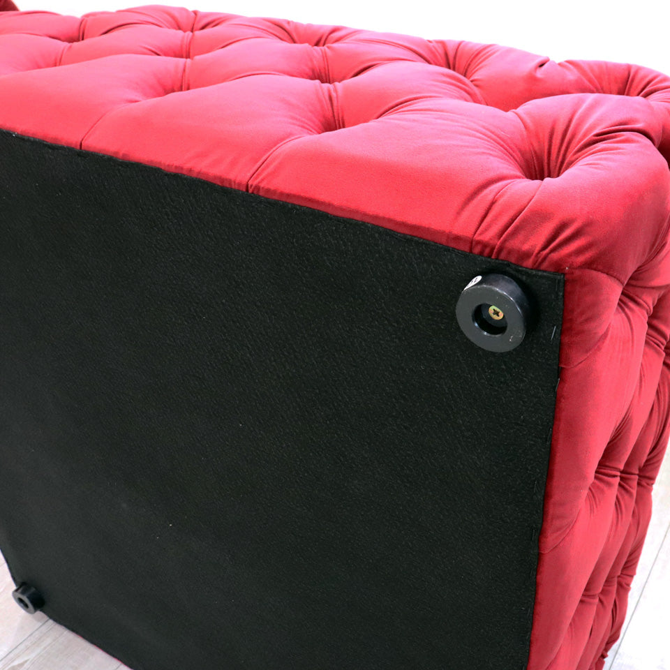 オットマン ベロア グレー/レッド スツール ローテーブル ベルベット