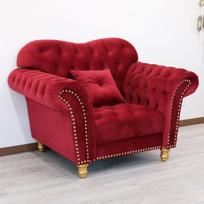 1Pソファ ハイバック ベロア グレーレッド 1人がけ ベルベット