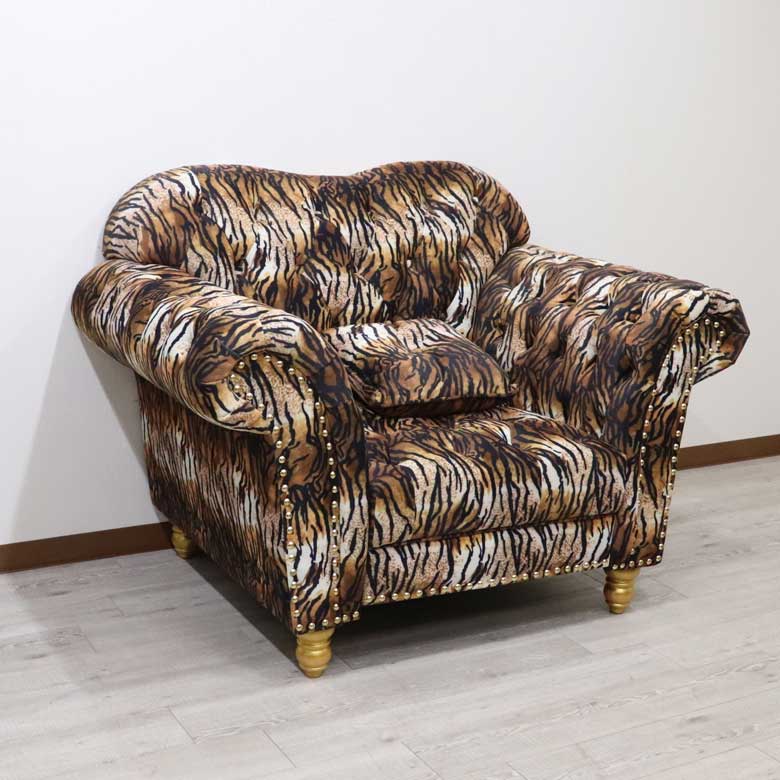 1Pソファ ハイバック ベロア タイガー 1人がけ VIP