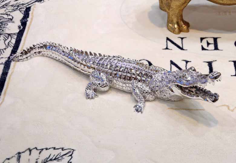 クロコダイル シルバー ラグジュアリーオブジェ アリゲーター ワニ