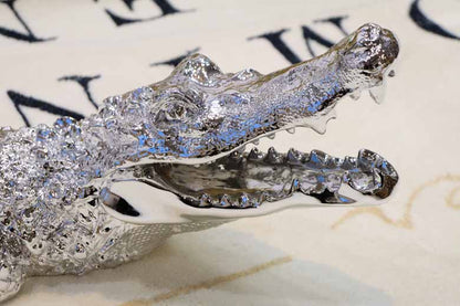 クロコダイル シルバー ラグジュアリーオブジェ アリゲーター ワニ