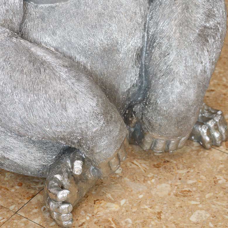 ゴリラ 91cm シルバー オブジェ 特大 置物 コング オーナメント リアル