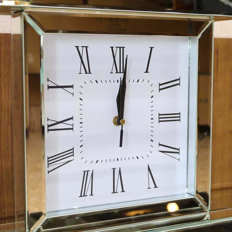 ミラー家具 置き時計 シルバー テーブルクロック グラムスタイル