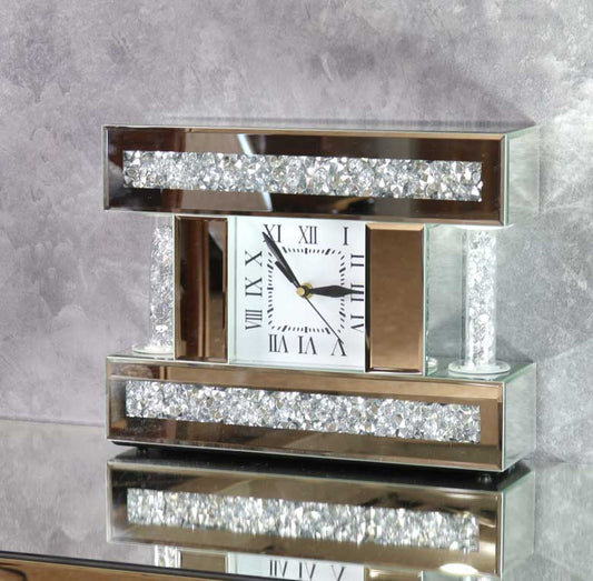 ミラー家具 置き時計 シルバー テーブルクロック グラムスタイル