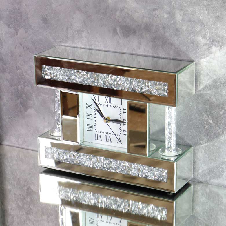 ミラー家具 置き時計 シルバー テーブルクロック グラムスタイル