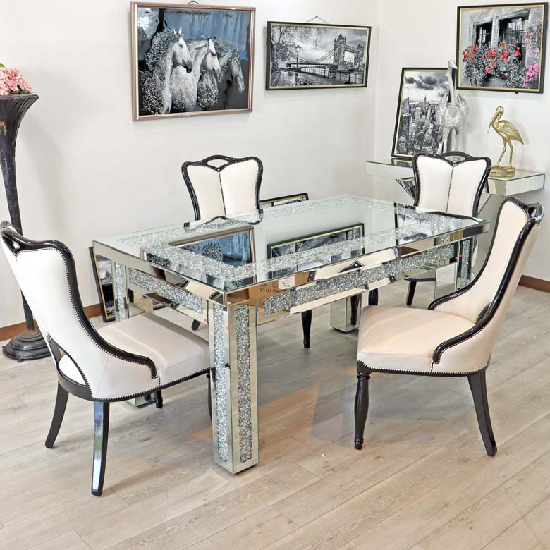 ミラー家具 ダイニングテーブル5点セット 150cm 長方形 合皮/レザー 4人用