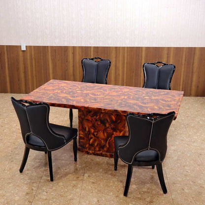 大理石 ダイニングテーブルセット 5点セット 180cm マーブル 4人用 エレガント ダイニングセット 食卓 テーブル 石 鯉と龍