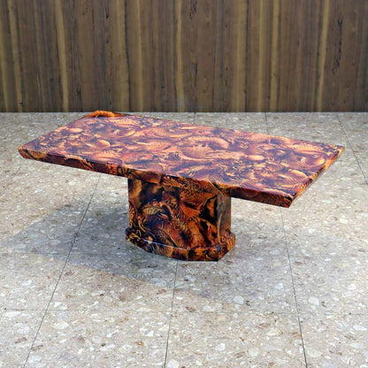 センターテーブル 120cm 鯉と龍 大理石 リビングテーブル