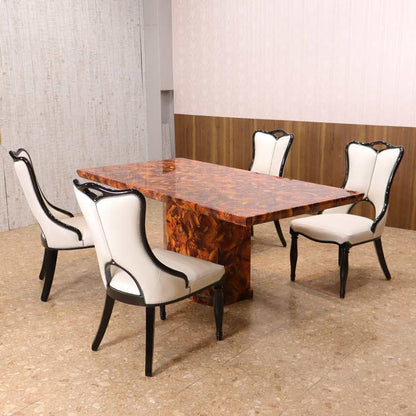 大理石 ダイニングテーブルセット 5点セット 180cm マーブル 4人用 エレガント ダイニングセット 食卓 テーブル 石 鯉と龍