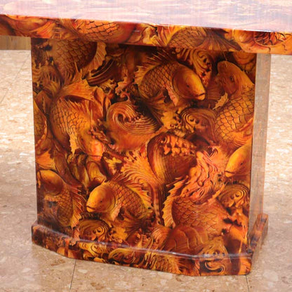 大理石 ダイニングテーブル180cm マーブル 4人用 エレガント ダイニング 食卓 テーブル 石 鯉と龍