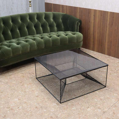 モダン リビングテーブル ガラス コーヒーテーブル MCM デネブ アイアン