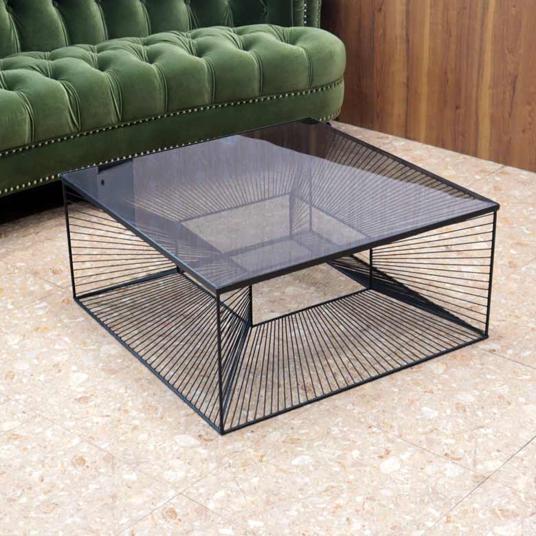 モダン リビングテーブル ガラス コーヒーテーブル MCM デネブ アイアン