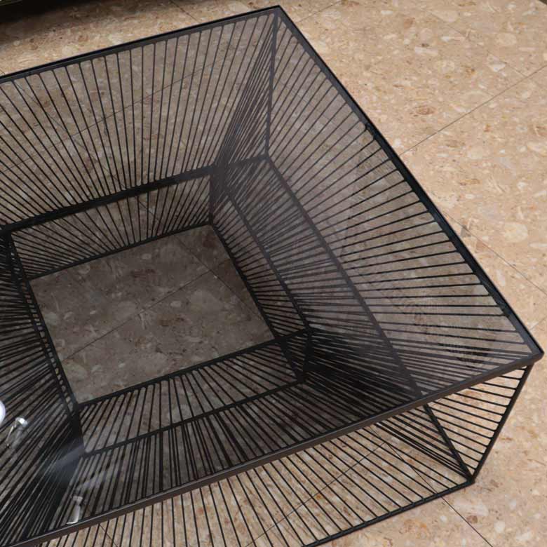 モダン リビングテーブル ガラス コーヒーテーブル MCM デネブ アイアン