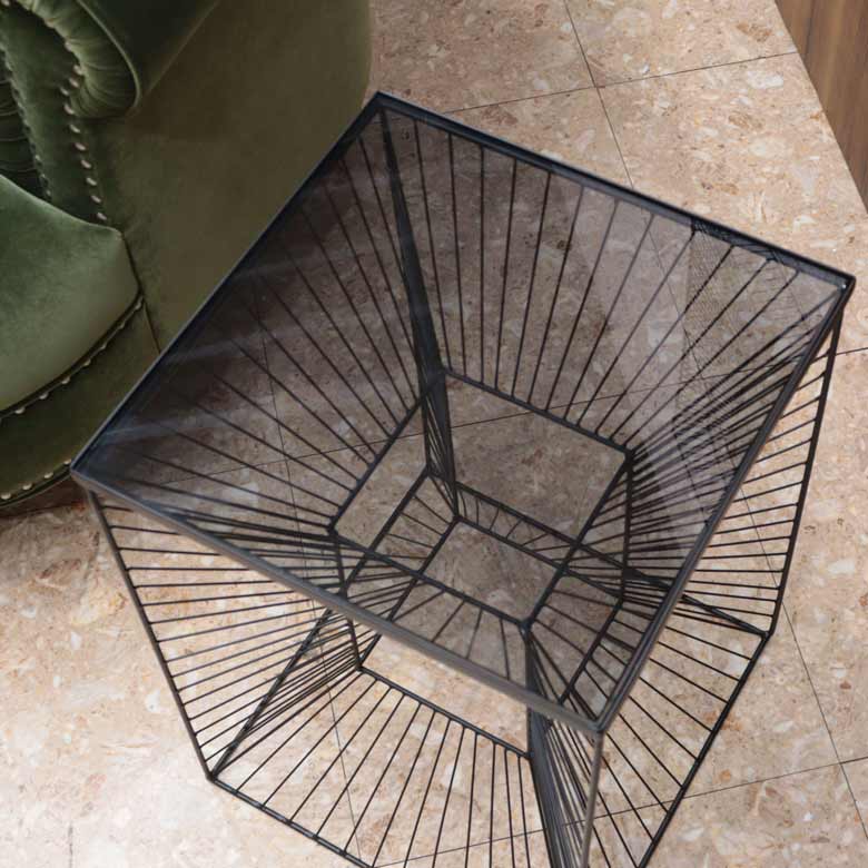 モダン リビングテーブル ガラス サイドテーブル MCM デネブ アイアン