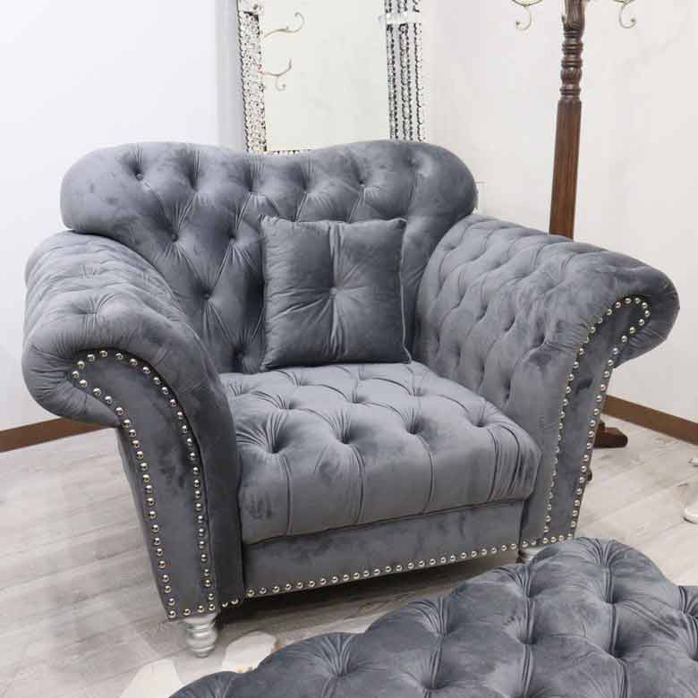 1Pソファ ハイバック ベロア グレーレッド 1人がけ ベルベット