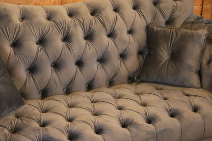 3Pソファ ハイバック ベロア グレー  3人がけ